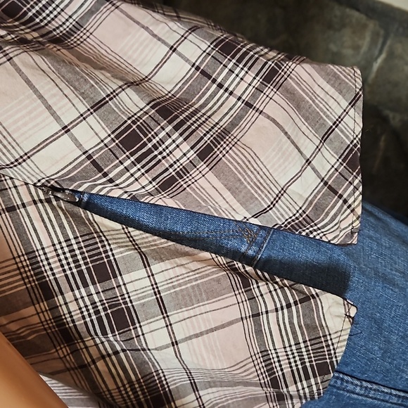 Triple Heart Grey & Pink Plaid Ruffle Blouse - Picture 8 of 13